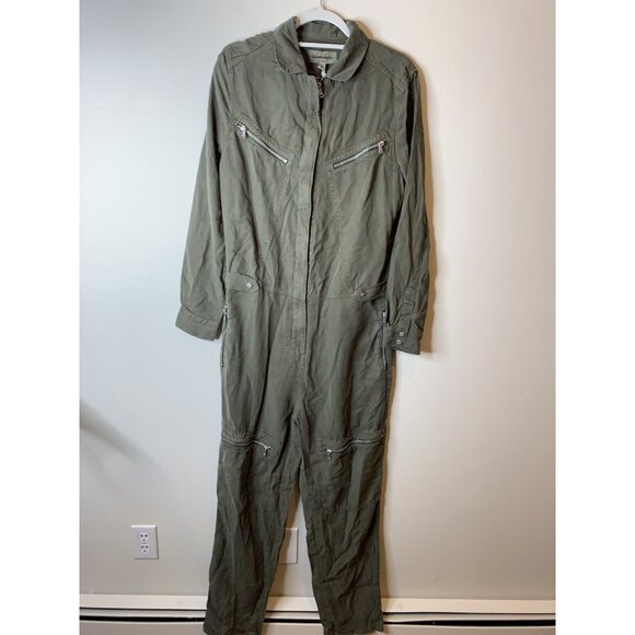 Free People Etienne Marcel Lyocell Aviator Jumpsuit Military Green Size M $360 - Picture 6 of 12